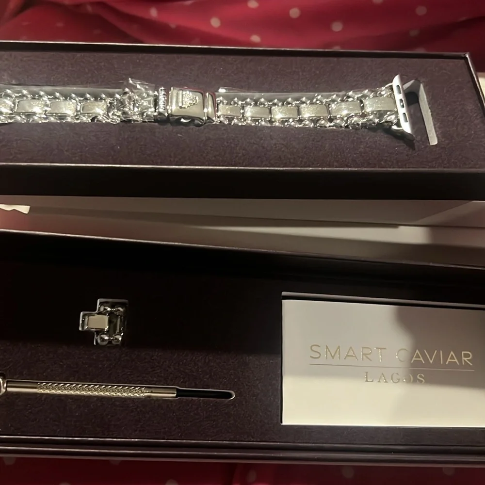 Lagos Stainless Steel Smart Caviar Apple Watch Band - Picture 8 of 8